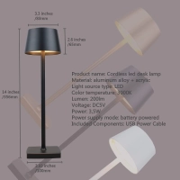 Cordless restaurant table LED lamp for indoor and outdoor