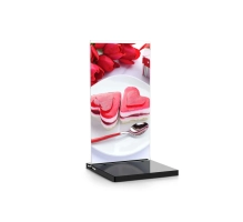 Black menu/promotion advertising stand for restaurant tables, menu holder "T" form