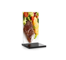 Black menu/promotion advertising stand for restaurant tables, menu holder "T" form