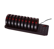 Paging system for restaurants with 10 flashing/vibrating pagers and keypad/charger