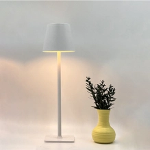 Table lamp for restaurants, WHITE, with battery, rechargeable, 3600 mAh