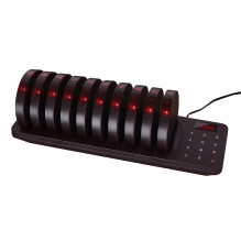 Paging system for restaurants with 10 flashing/vibrating pagers and keypad/charger