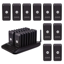 10 vibrating pagers for restaurants + charging base, for fast food, sound signal