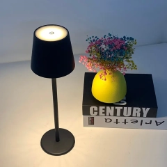 Stolna lampa za restorane, CRNA, s baterijom, punjiva, 3600 mAh