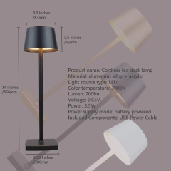 Bežična stolna lampa za restorane za unutarnje i vanjske prostore