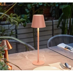 Stolna lampa za restorane, RUŽIČASTA, s baterijom, punjiva, 3600 mAh