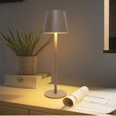 Stolna lampa za restorane, BEŽ, s baterijom, punjiva, 3600 mAh