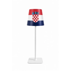 Table lamp for restaurants, CROATIA FLAG design, rechargeable, 3600 mAh battery