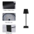 Lampe de table pour restaurants, NOIRE, avec batterie, rechargeable, 3600 mAh