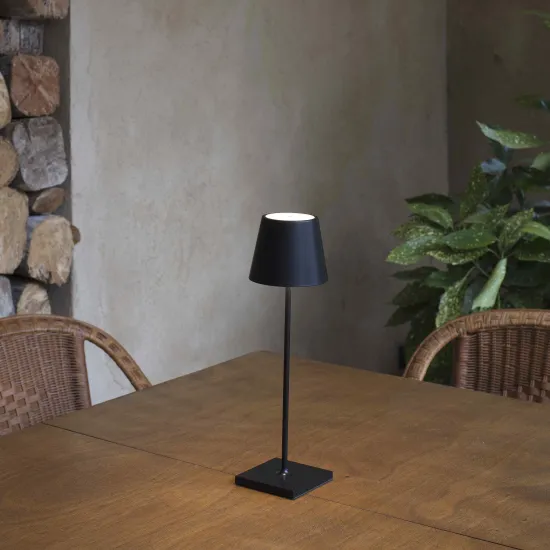 Lampada da tavolo per ristoranti, NERA, con batteria, ricaricabile, 3600 mAh