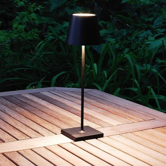 Lampada da tavolo per ristoranti, NERA, con batteria, ricaricabile, 3600 mAh