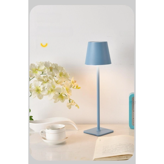 Table lamp for restaurants, BLUE, with battery, rechargeable, 3600 mAh