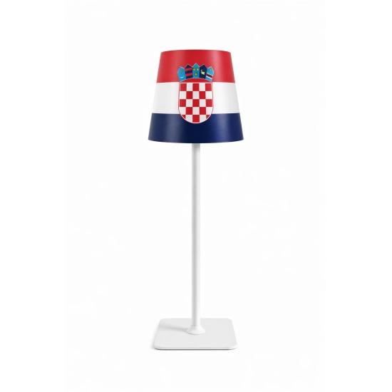 Table lamp for restaurants, CROATIA FLAG design, rechargeable, 3600 mAh battery