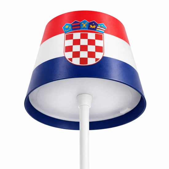 Table lamp for restaurants, CROATIA FLAG design, rechargeable, 3600 mAh battery